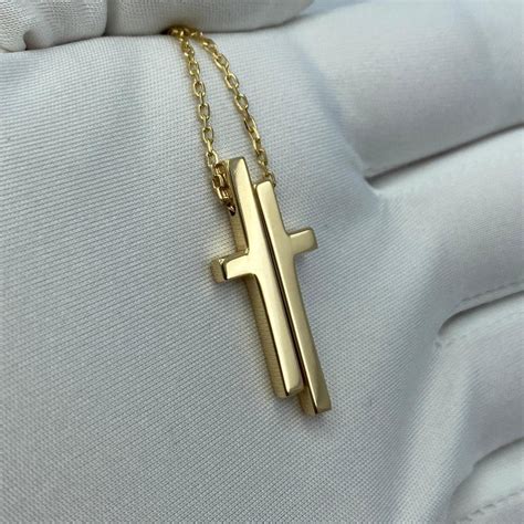 gucci split cross pendant|Vintage Gucci 18k Yellow Gold Split Cross Pendant Necklace.